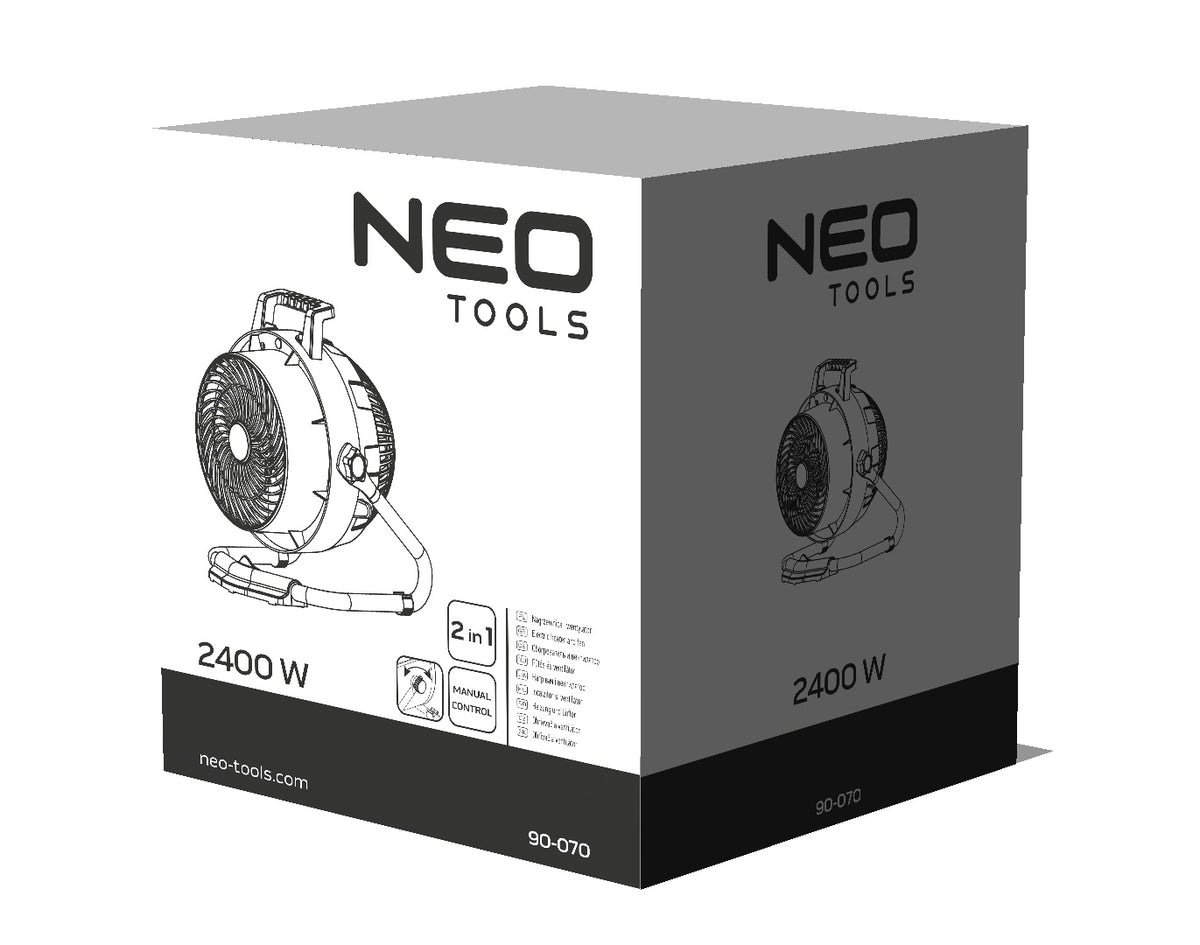 Šildytuvas ir ventiliatorius, 2 v 1, galia 2400W, rankinis modelis - gaukdaugiau.lt
