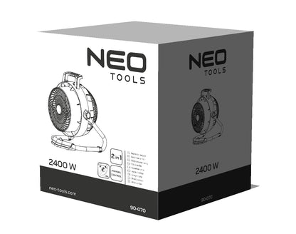 Šildytuvas ir ventiliatorius, 2 v 1, galia 2400W, rankinis modelis - gaukdaugiau.lt
