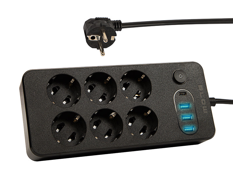 98-210# Tinklo pratęsėjas ps-620 6-lizdų 3xusb 1xusb-c 2m juodas 2x1mm - gaukdaugiau.lt