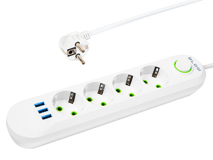 98-224# Tinklo pratęsėjas ps-430 4-lizdai 3xusb 3m baltas 2x1mm - gaukdaugiau.lt