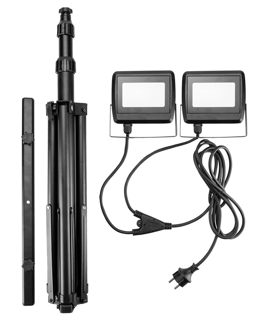 Dvigubas reflektorius 2x30W SMD LED 5400lm ant trikojo 1,8 m - gaukdaugiau.lt