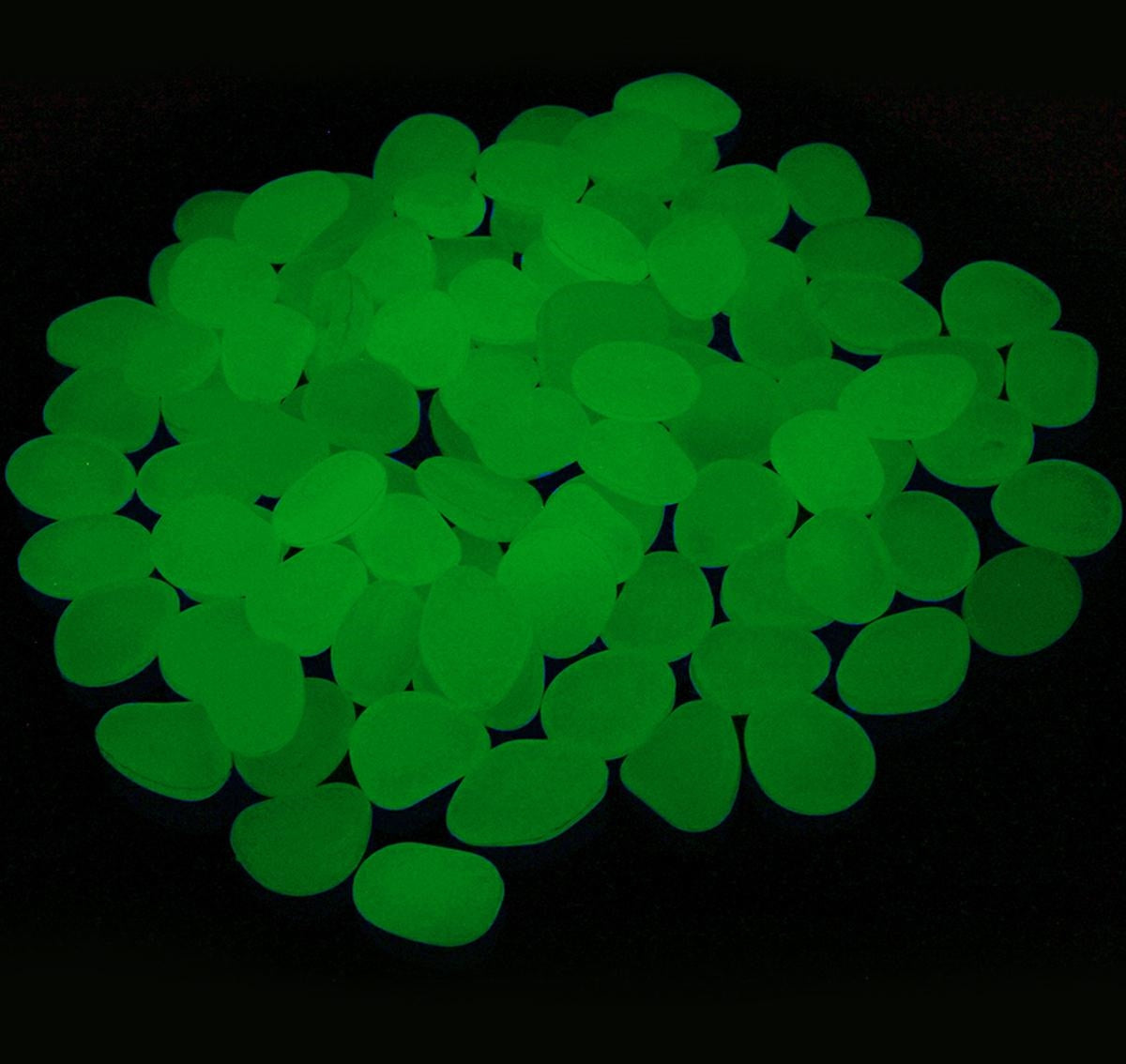 Fluoro Žali Akmenys – 100 vnt. Švytintys Dekoratyviniai Akmenukai - gaukdaugiau.lt