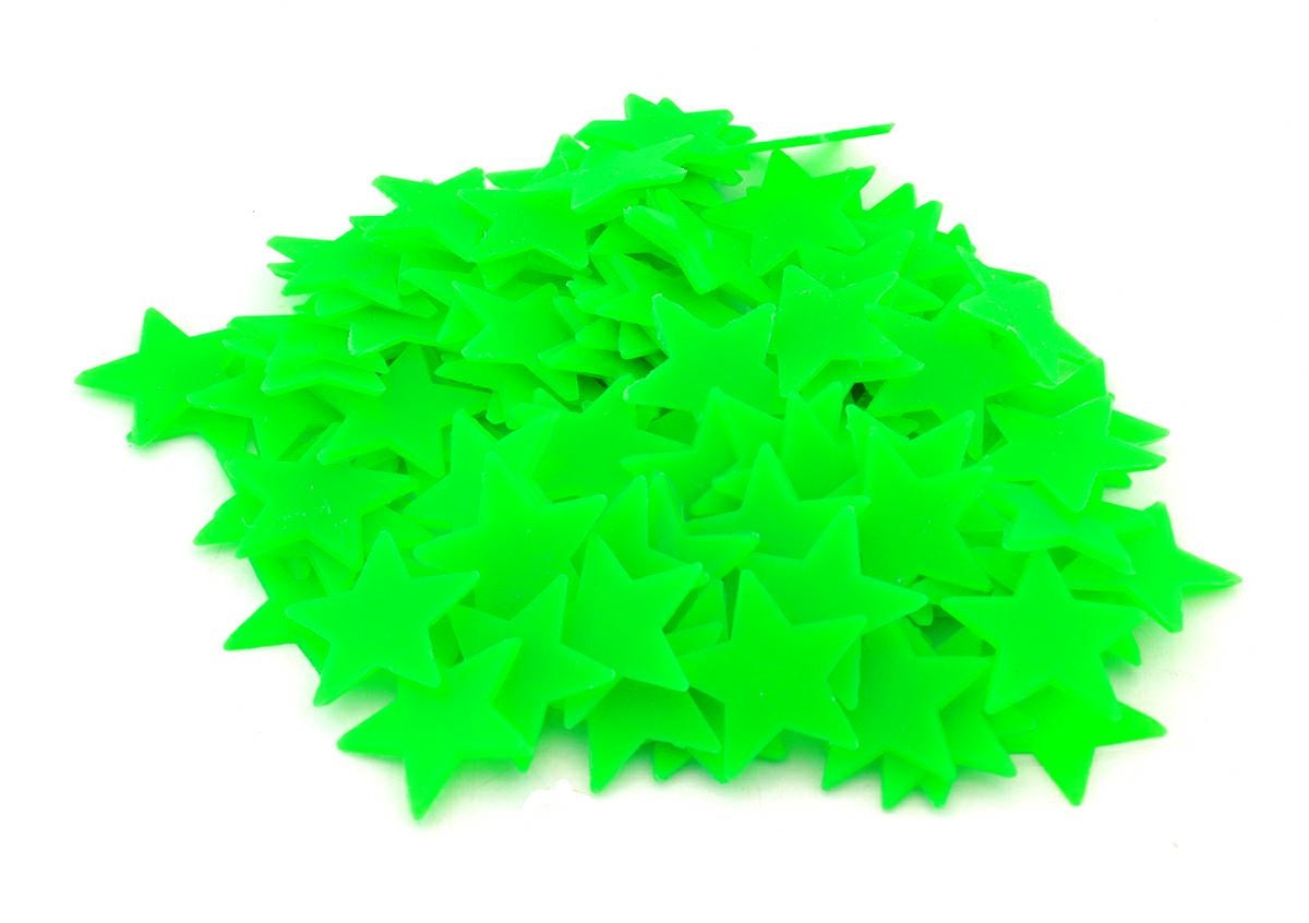Fluorescencinės Žvaigždės – 100 vnt. Rinkinys Vaikų Kambariui - gaukdaugiau.lt