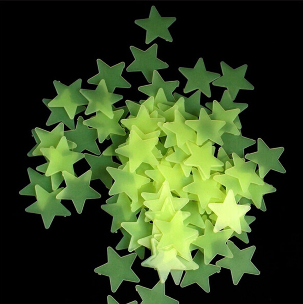 Fluorescencinės Žvaigždės – 100 vnt. Rinkinys Vaikų Kambariui - gaukdaugiau.lt