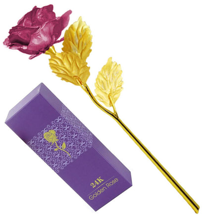 Auksinė Rožė Dovana Violetinė – Amžina Gėlių Puokštė - gaukdaugiau.lt