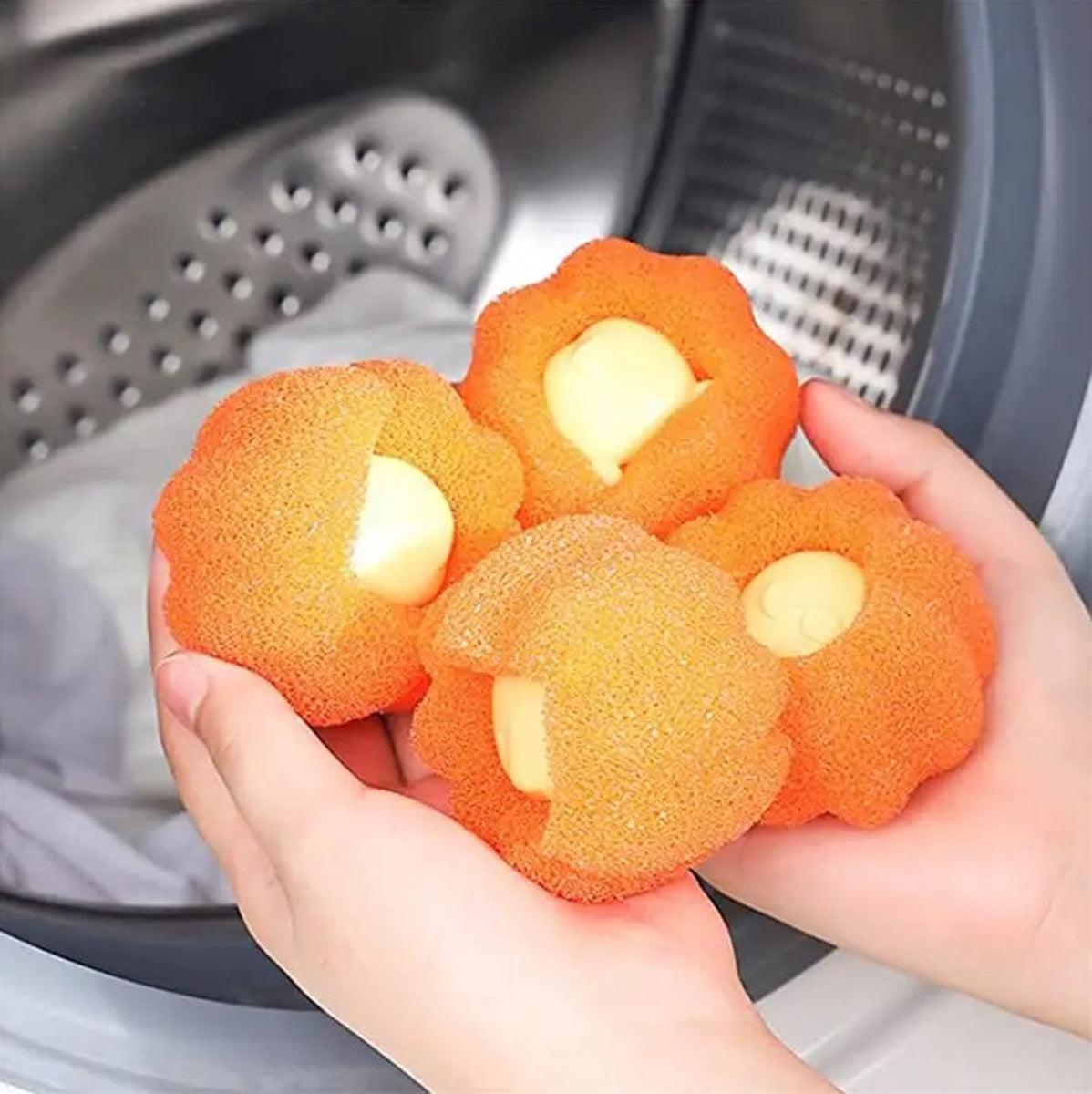 Antiflokulantinė Skalbyklos Kempinė – Oranžinė Velcro - gaukdaugiau.lt