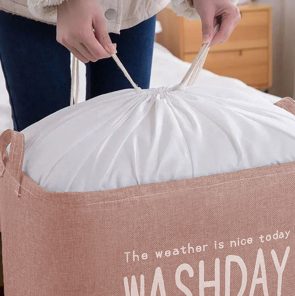 Krepšelio Skalbinių Konteineris Rožinė – Sulankstomas 70L - gaukdaugiau.lt