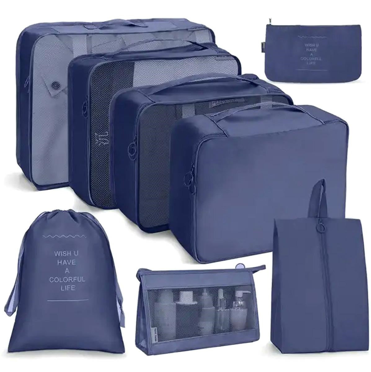 Kelionių Organizatorius 8 Vienetai - Navy Blue Rinkinys - gaukdaugiau.lt