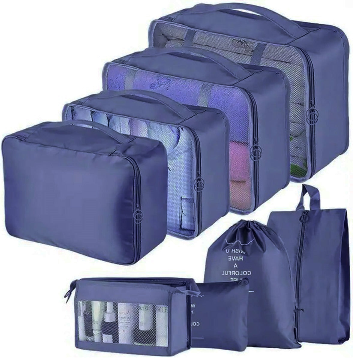 Kelionių Organizatorius 8 Vienetai - Navy Blue Rinkinys - gaukdaugiau.lt