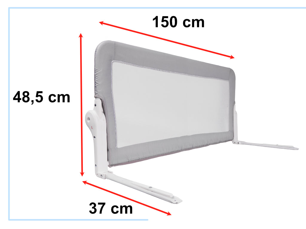 Apsauginių vartų barjeras lovos apsaugai 150 cm pilka