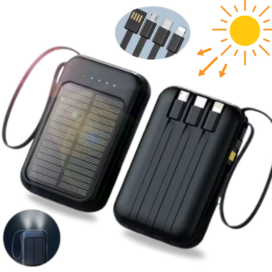 Keturių funkcijų saulės energijos baterijos įkroviklis powerbankas – 10000 mAh - gaukdaugiau.lt