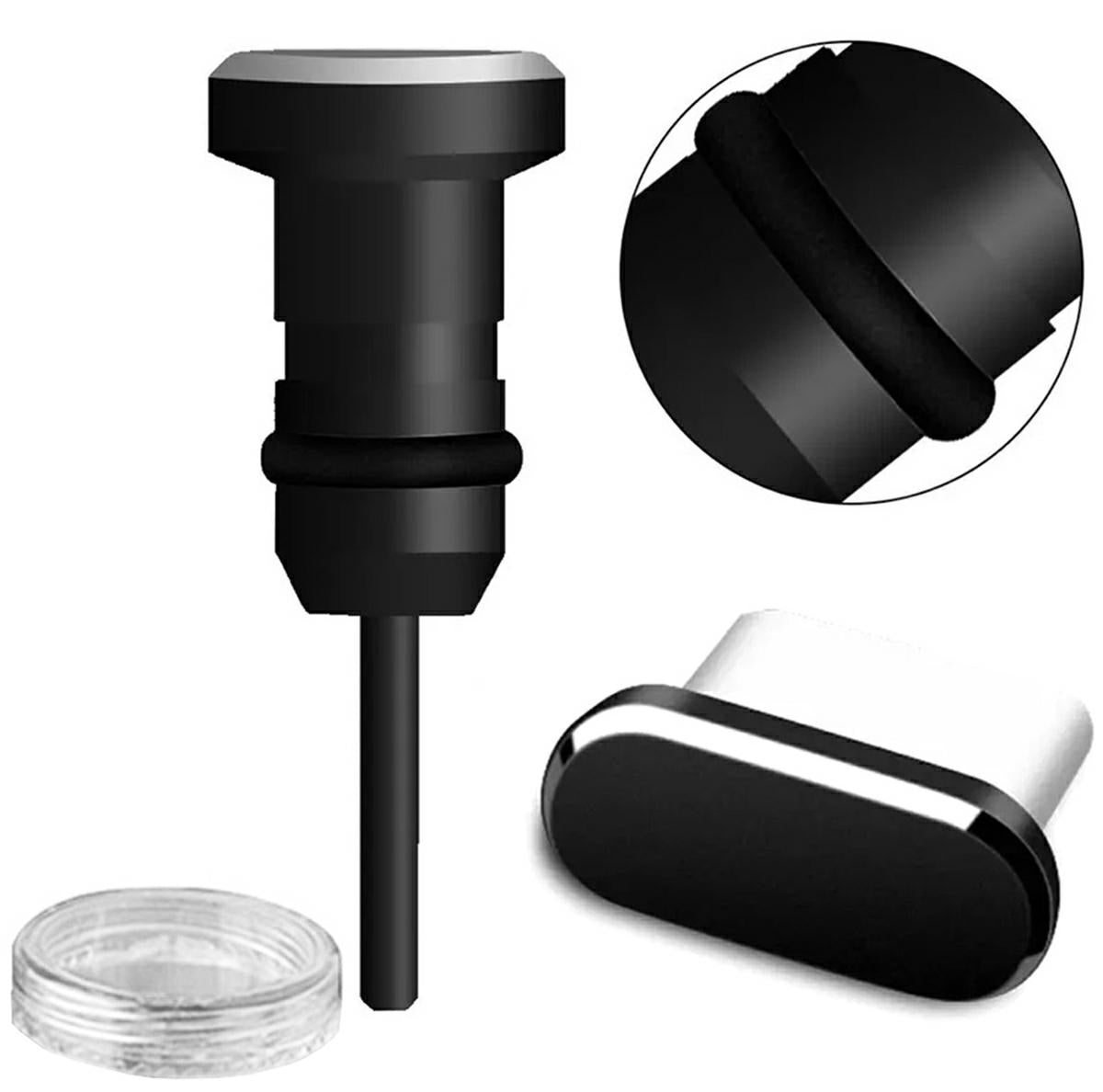 Apsaugos Nuo Dulkių Kištukas USB-C 2PCS Juoda Rinkinys - gaukdaugiau.lt