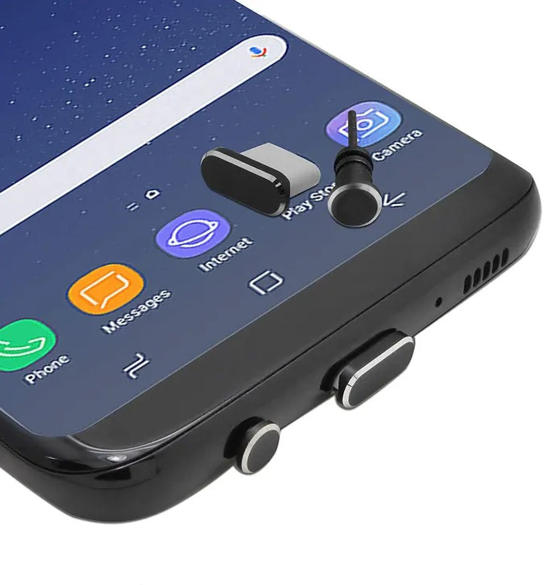 Apsaugos Nuo Dulkių Kištukas USB-C 2PCS Juoda Rinkinys - gaukdaugiau.lt