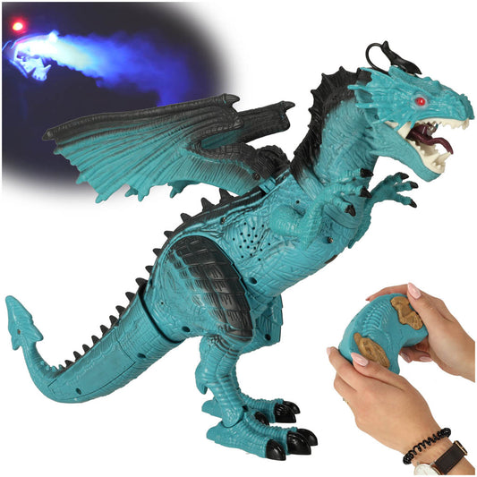 RC dinozauras valdomas drakonas - eina riaumoja riaumoja kvėpuoja garais 41 cm