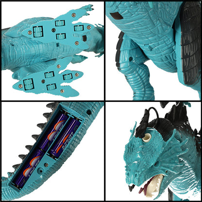 RC dinozauras valdomas drakonas - eina riaumoja riaumoja kvėpuoja garais 41 cm