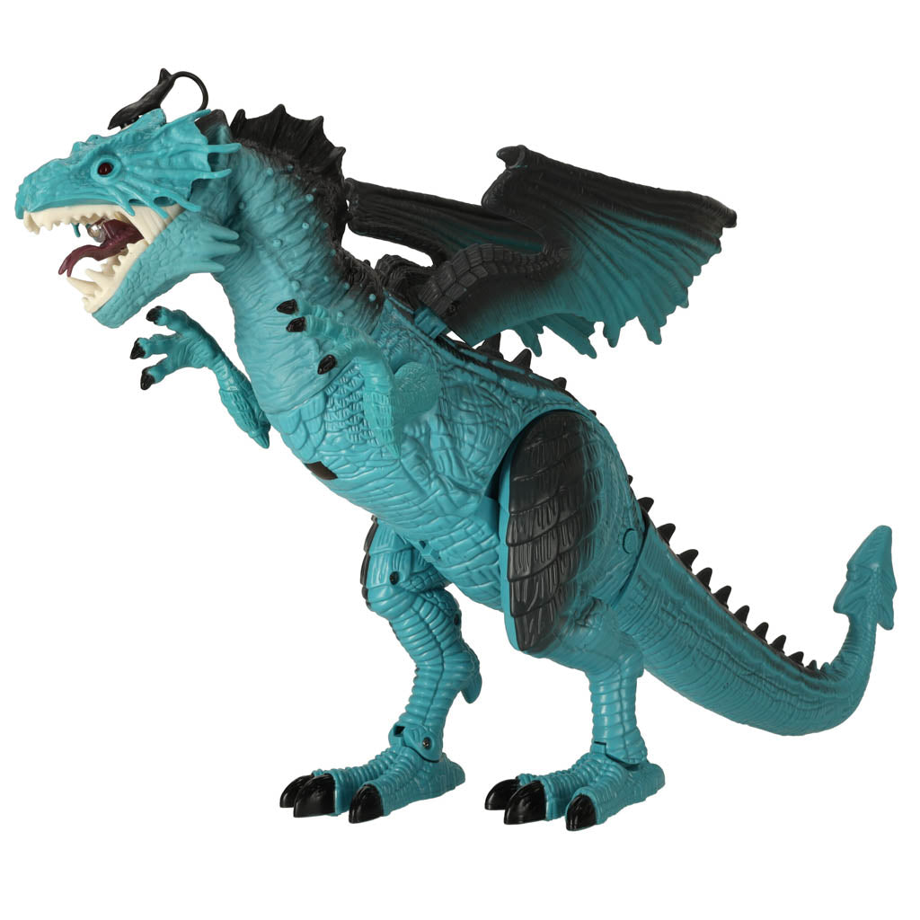 RC dinozauras valdomas drakonas - eina riaumoja riaumoja kvėpuoja garais 41 cm