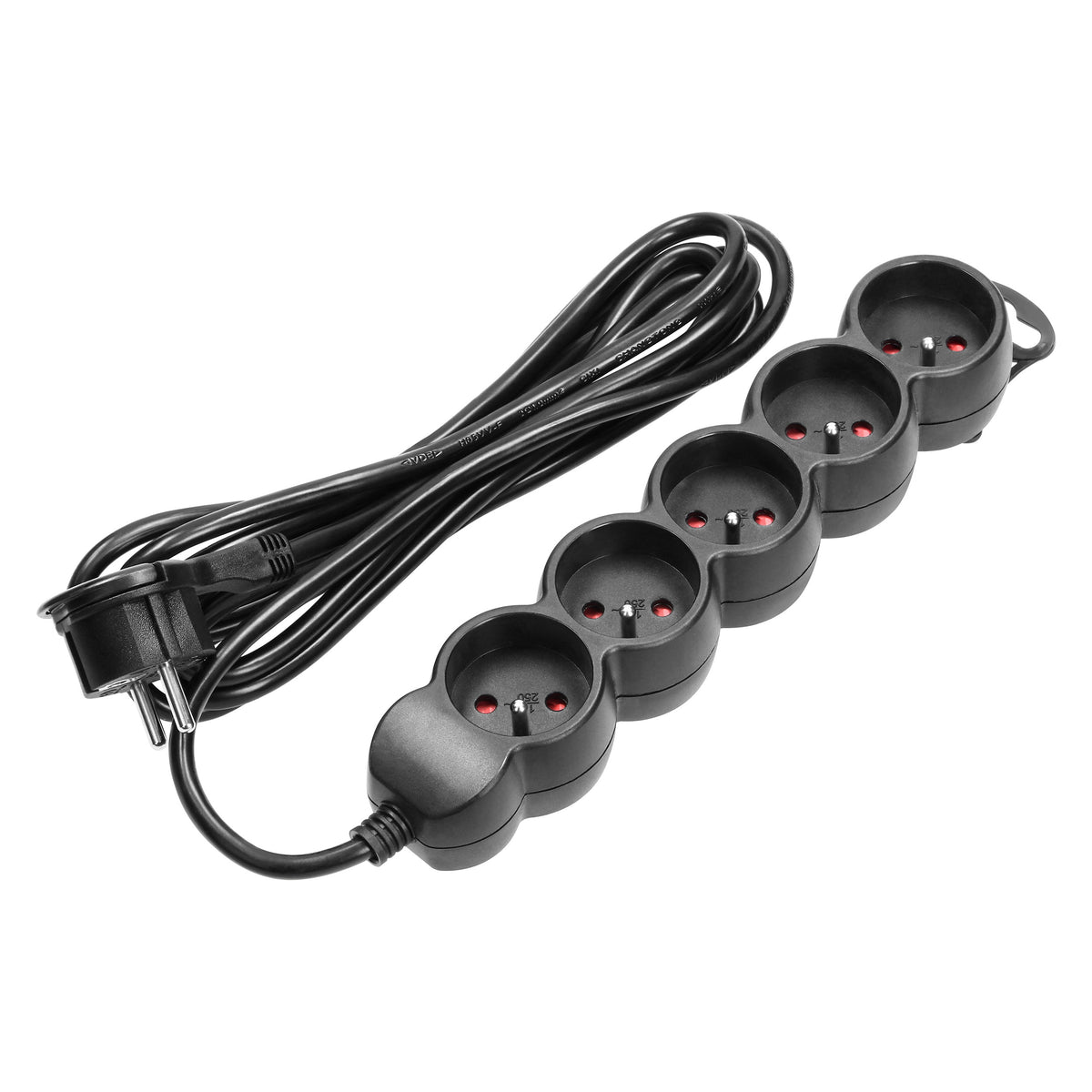 5 jungtinis laidininkas 2P+Z, 3 m H05VV-F 3x1,5 mm², Imax=16 A, plokščias kištukas, juodas - gaukdaugiau.lt