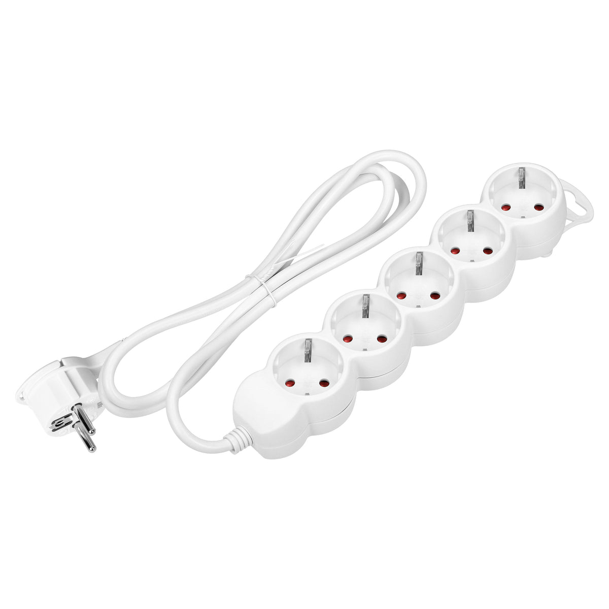 5 kartų prailginimo laidas 2P+Z (Schuko), 3m H05VV-F 3x1,5mm², Imax=16A, plokščias kištukas, baltas - gaukdaugiau.lt