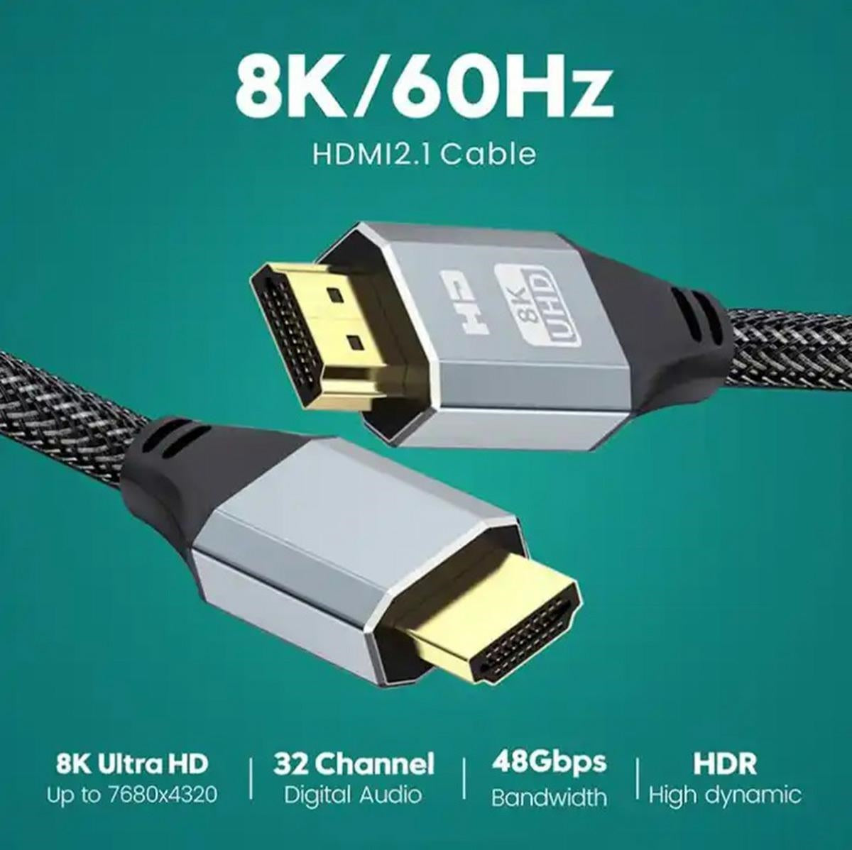 HDMI 2.1 8K 2M Kabelis – Aukštos Kokybės Vaizdo Perdavimas - gaukdaugiau.lt