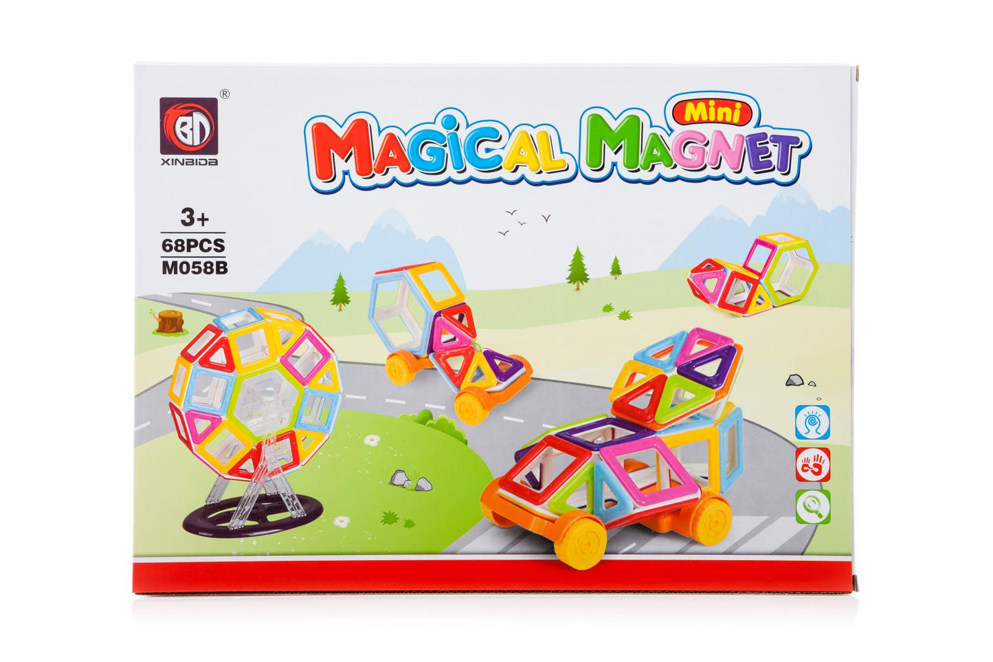 Magnetinės plytos MAGINIS MAGNETAS MINI 68 RINKINIAI 3+