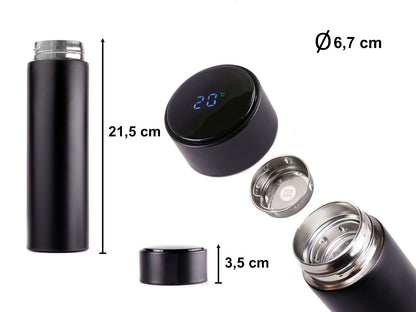 "Thermos" puodelis smart LED 500ml, juodas