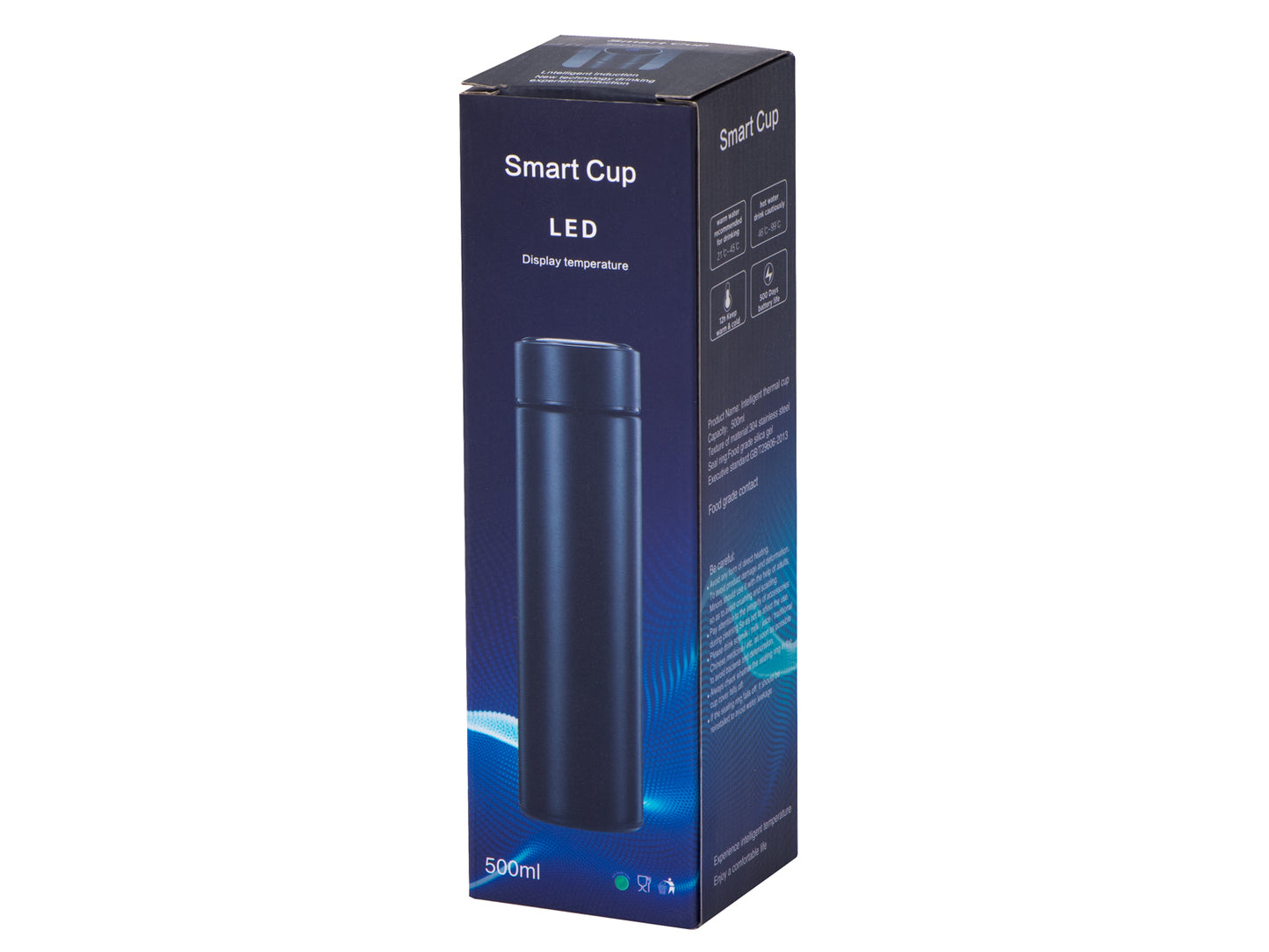 "Thermos" puodelis smart LED 500ml, juodas