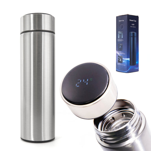 "Thermos" puodelis smart LED 500ml sidabrinis