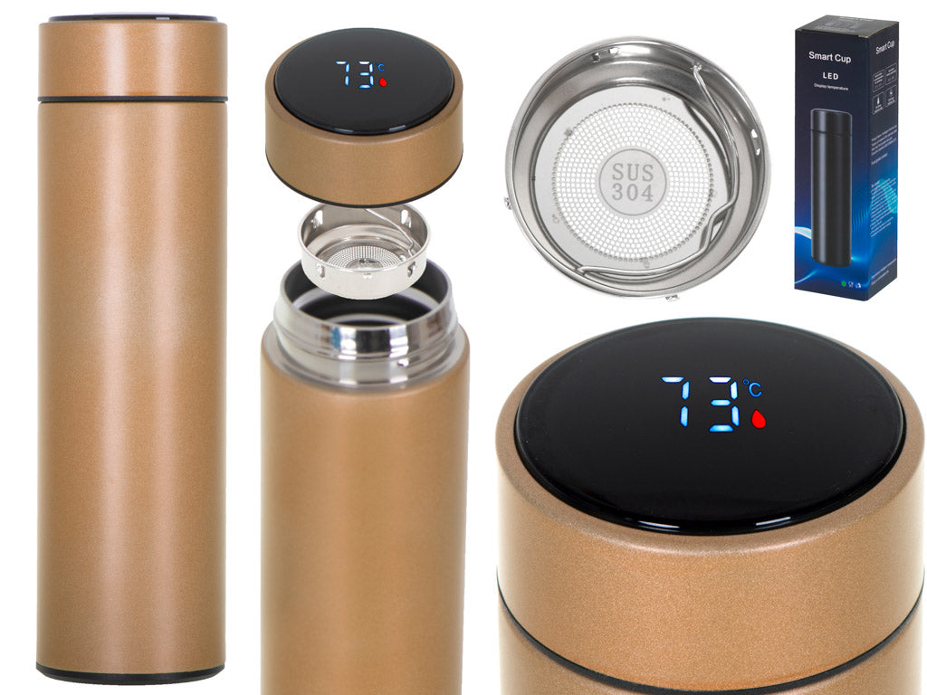 "Thermos" puodelis smart LED 500ml auksinis