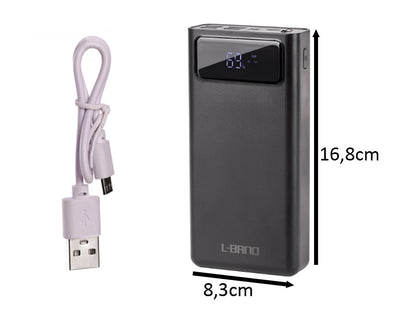 PoLine Power Bank 30000mAh su LED ekranu, juodas