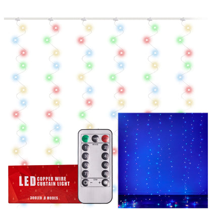 LED užuolaidų apšvietimas 3x3m 300LED multicolour