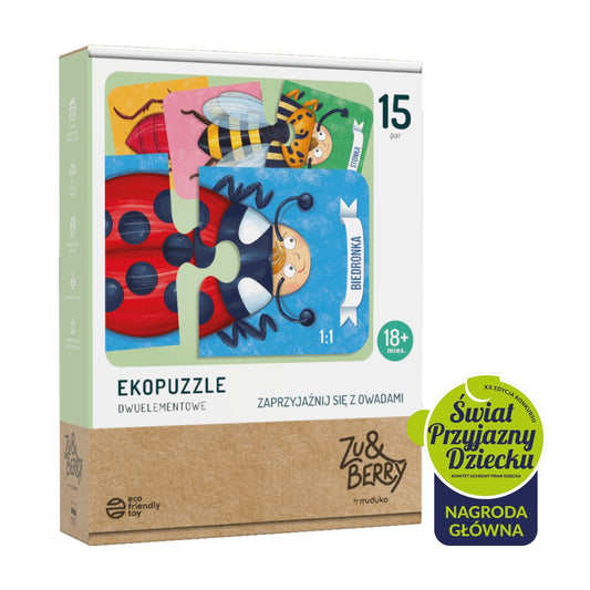 MUDUKO Baby Dėlionė Draugauk su vabzdžiais Ecopuzzles dviejų dalių 18m+ - gaukdaugiau.lt