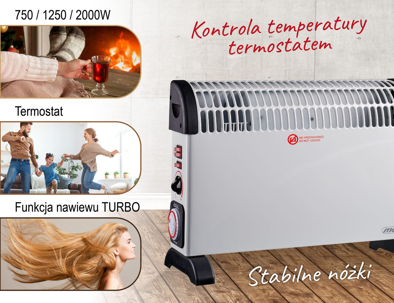 Mesko MS 7741w elektrinis konvektorinis šildytuvas, laikmatis, turbo ventiliatorius, termostatas <45dB 2000W