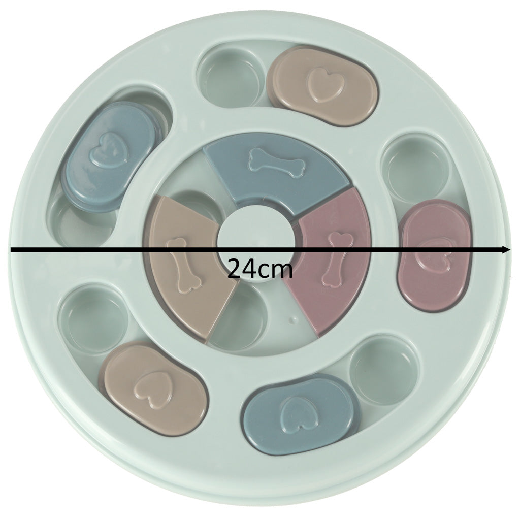 Šunų dubenėlis lėtai valgantis žaislas - dėlionė mėlyna