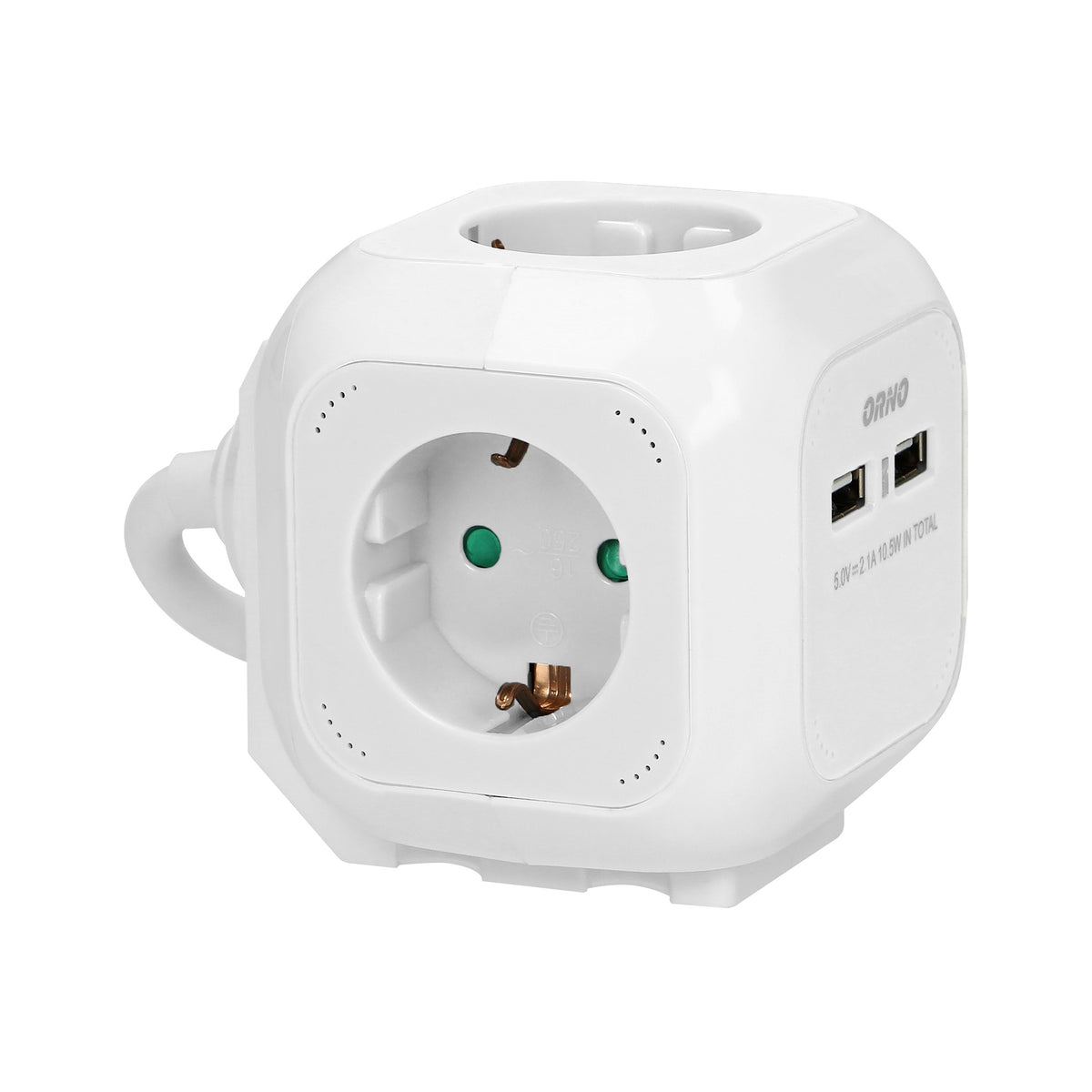 4-išvestis 2P+Z (Schuko) pratęsiklis su 2xUSB įkrovikliu, 1,4 m H05VV-F 3x1,5 mm², baltas - gaukdaugiau.lt