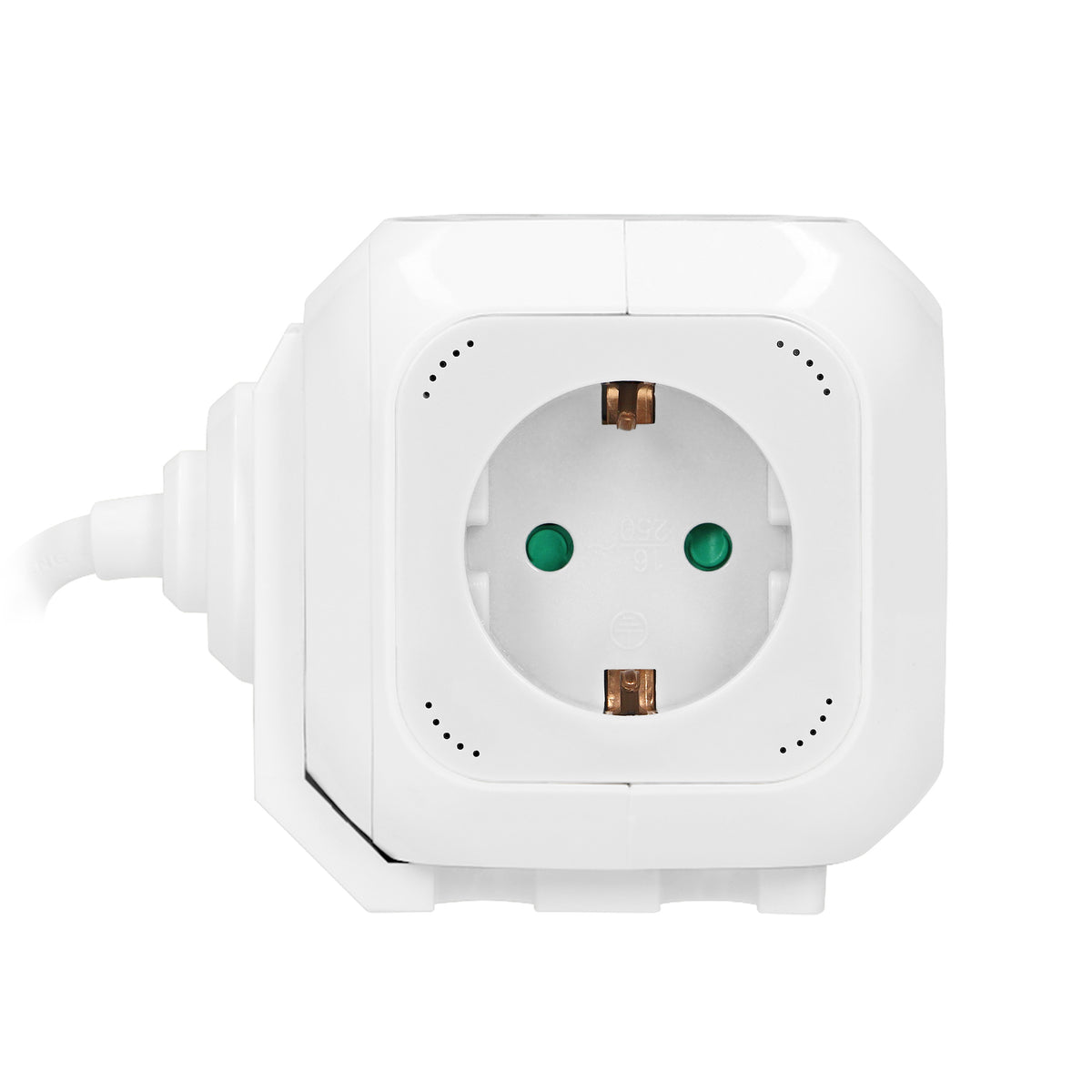 4-išvestis 2P+Z (Schuko) pratęsiklis su 2xUSB įkrovikliu, 1,4 m H05VV-F 3x1,5 mm², baltas - gaukdaugiau.lt