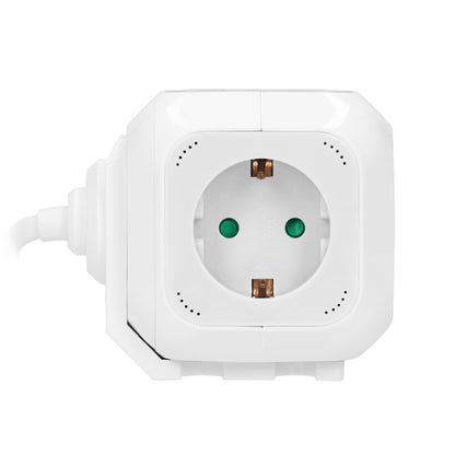 4-išvestis 2P+Z (Schuko) pratęsiklis su 2xUSB įkrovikliu, 1,4 m H05VV-F 3x1,5 mm², baltas - gaukdaugiau.lt