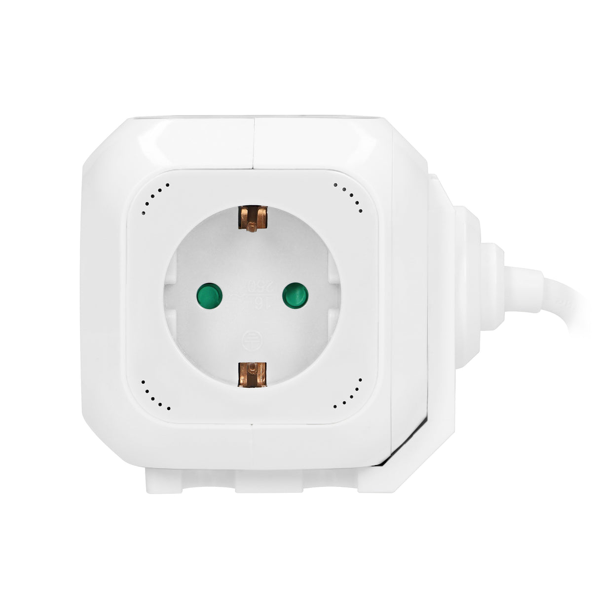 4-išvestis 2P+Z (Schuko) pratęsiklis su 2xUSB įkrovikliu, 1,4 m H05VV-F 3x1,5 mm², baltas - gaukdaugiau.lt