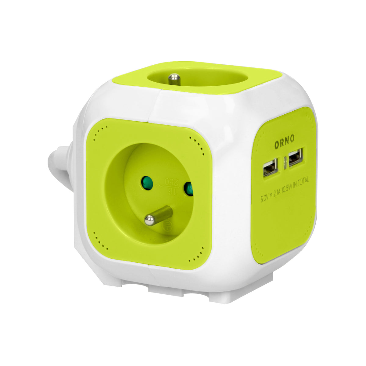 4-išėjimų pratęsiklis su 2xUSB įkrovikliu, 1,4 m, citrininės spalvos - gaukdaugiau.lt