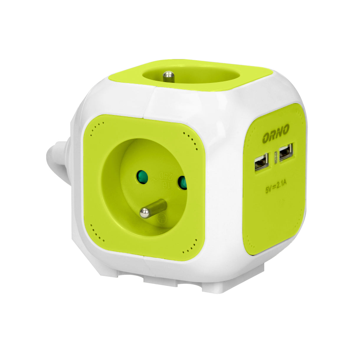 4-išėjimų pratęsiklis su 2xUSB įkrovikliu, 1,4 m, citrininės spalvos - gaukdaugiau.lt