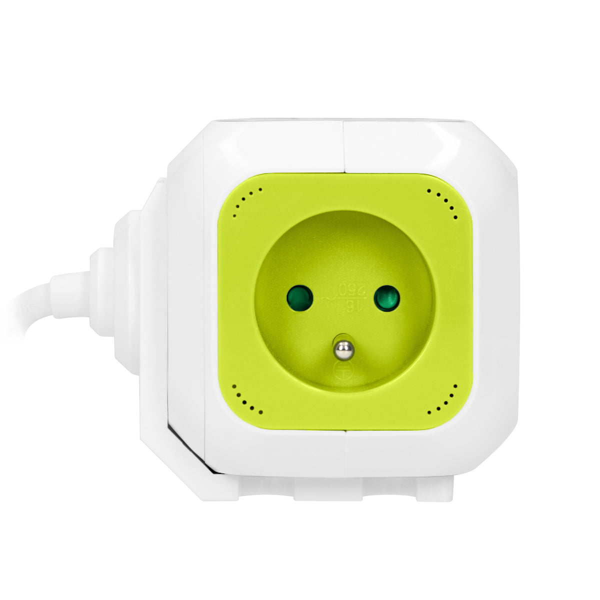4-išėjimų pratęsiklis su 2xUSB įkrovikliu, 1,4 m, citrininės spalvos - gaukdaugiau.lt