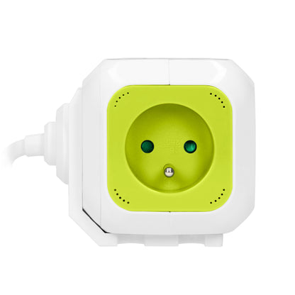 4-išėjimų pratęsiklis su 2xUSB įkrovikliu, 1,4 m, citrininės spalvos - gaukdaugiau.lt