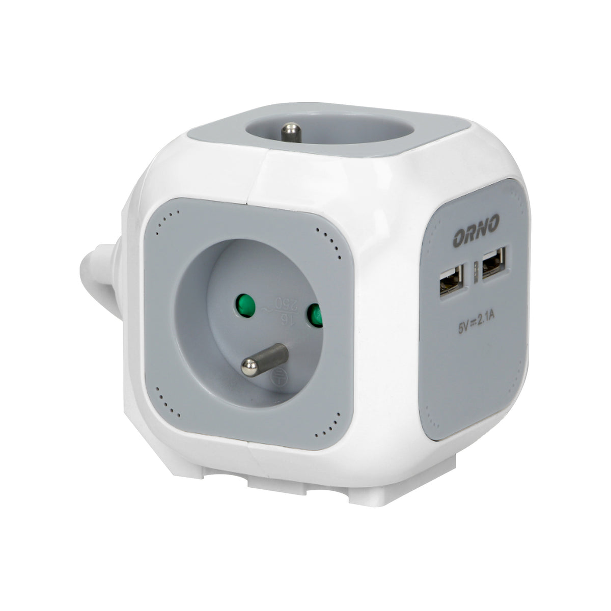4-išvadas laido tarpiklis 2P+Z, 2xUSB įkroviklis, 1,4 m H05VV-F 3x1 mm², pilkai baltas - gaukdaugiau.lt
