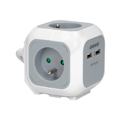 4-išvadas laido tarpiklis 2P+Z, 2xUSB įkroviklis, 1,4 m H05VV-F 3x1 mm², pilkai baltas - gaukdaugiau.lt