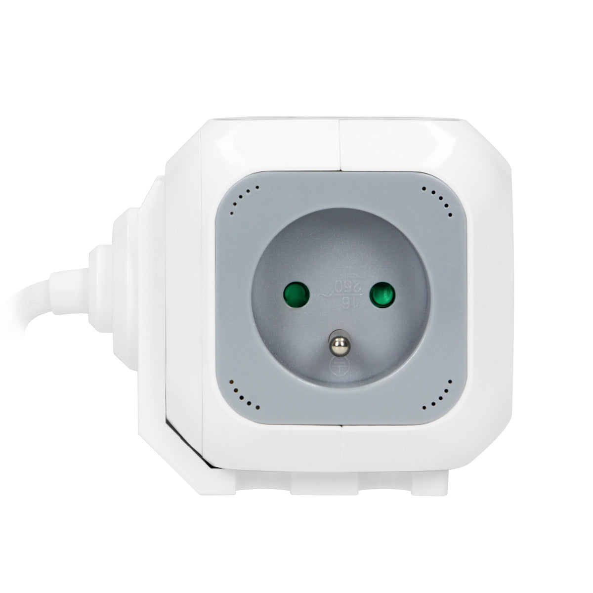 4-išvadas laido tarpiklis 2P+Z, 2xUSB įkroviklis, 1,4 m H05VV-F 3x1 mm², pilkai baltas - gaukdaugiau.lt