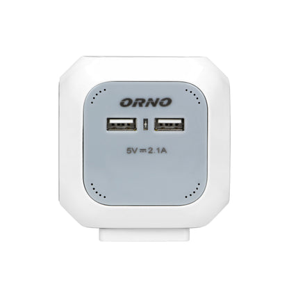 4-išvadas laido tarpiklis 2P+Z, 2xUSB įkroviklis, 1,4 m H05VV-F 3x1 mm², pilkai baltas - gaukdaugiau.lt