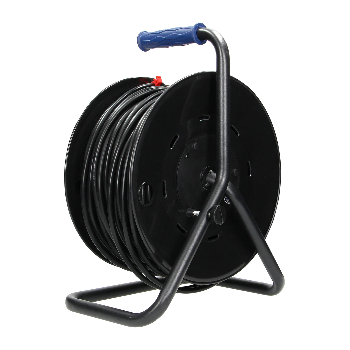 Būgninis prailginimo laidas, 4 lizdai 2P+Z, PVC laidas H05VV-F 3x1,5mm², ilgis - 50m, FIKSIRUOTI LIZDAI, terminis jungiklis, srovės taktų užtvarai. - gaukdaugiau.lt
