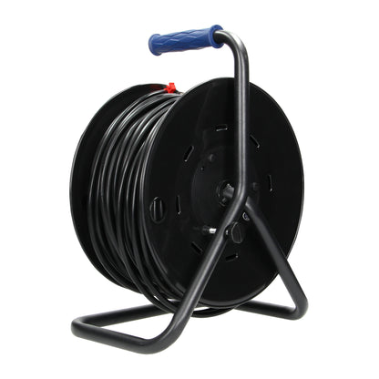 Būgninis prailginimo laidas, 4 lizdai 2P+Z, PVC laidas H05VV-F 3x1,5mm², ilgis - 50m, FIKSIRUOTI LIZDAI, terminis jungiklis, srovės taktų užtvarai. - gaukdaugiau.lt
