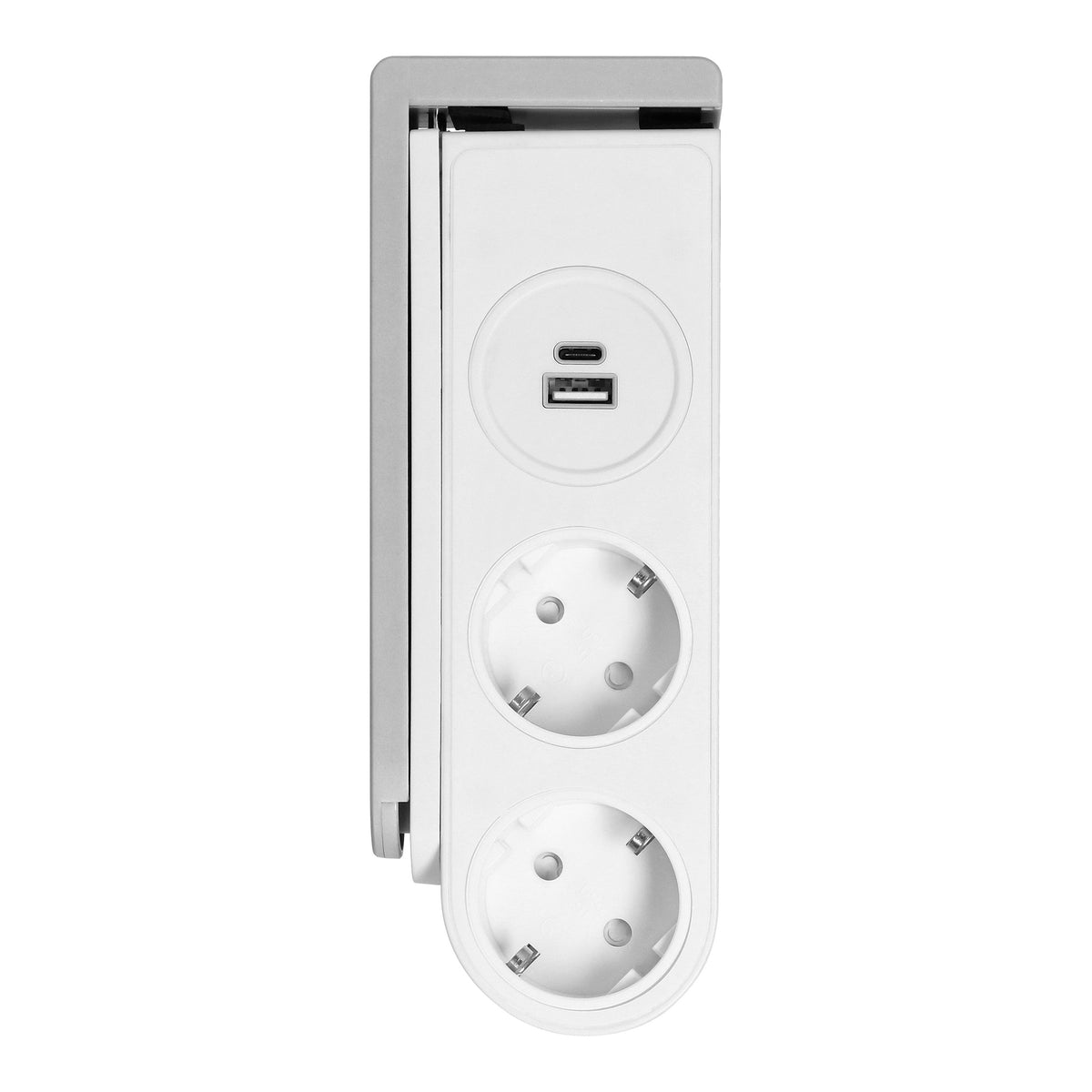 Stalinio tipo Schuko maitinimo juosta su USB įkrovikliu ir spyruokliniu tvirtinimo spaustuku - gaukdaugiau.lt