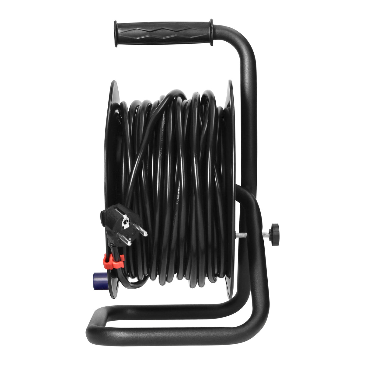 Būgninis prailginimo laidas, 4 lizdai 2P+Z, PVC laidas H05VV-F 3x1,5mm², ilgis 25m, fiksuoti lizdai, termosas, srovės taktų užtvarai. - gaukdaugiau.lt