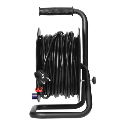 Būgninis prailginimo laidas, 4 lizdai 2P+Z, PVC laidas H05VV-F 3x1,5mm², ilgis 25m, fiksuoti lizdai, termosas, srovės taktų užtvarai. - gaukdaugiau.lt